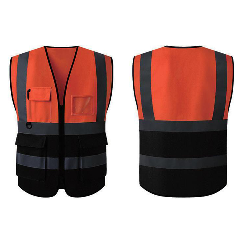 Vestă reflectorizantă cu fermoar cu blocare a culorii cu patru bare